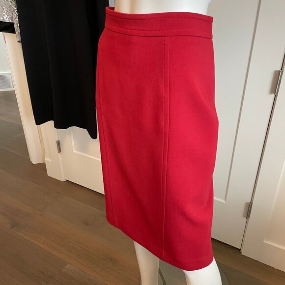 Judith & Charles Modern Lined Wool Blend Pencil Midi Skirt Red Sz 8 - Picture 4 of 11